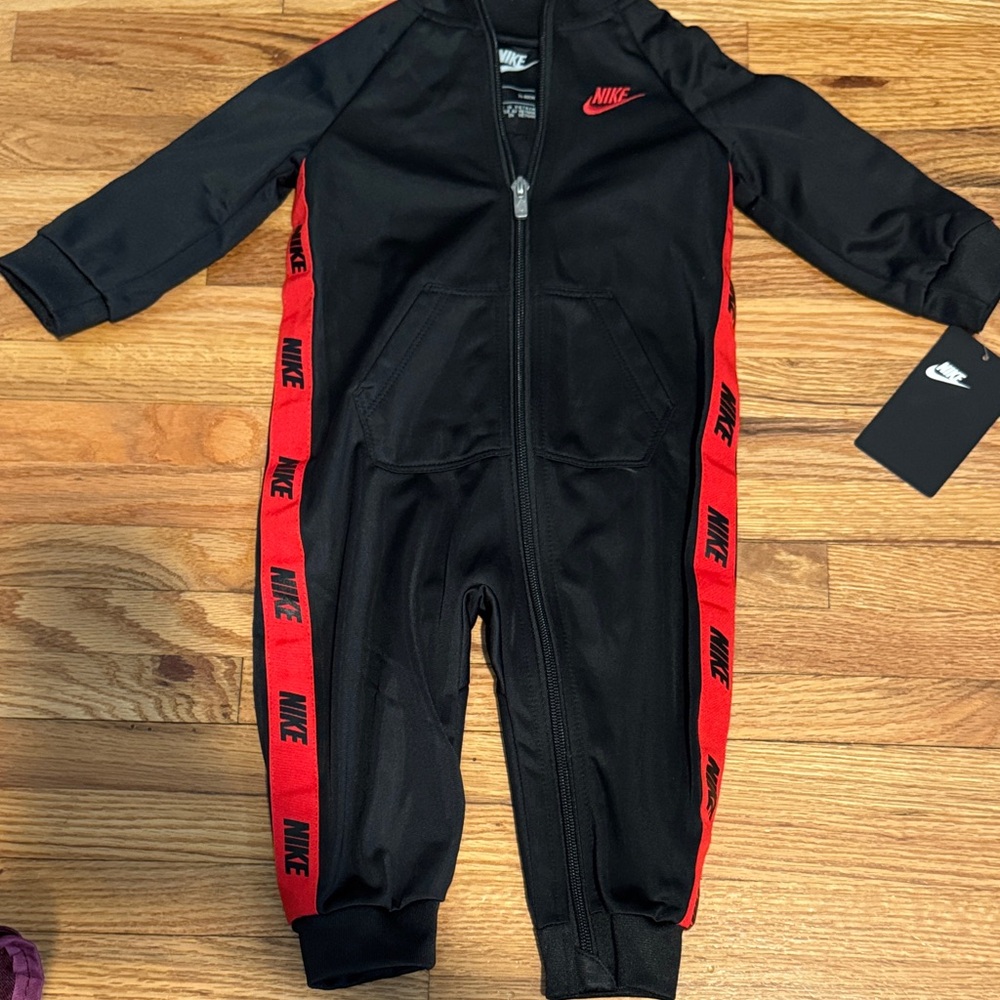 Nike Kids Black and Red Footed One Piece